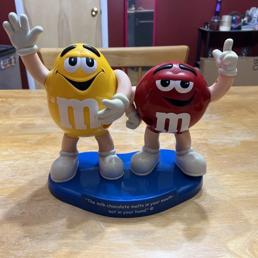 Vintage M&M Dual Character Candy Dispenser, Dispenses Both Regular & Peanut-USED